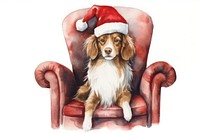 Dog wear christmas hat animal chair furniture. AI generated Image by rawpixel.