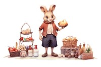 Rabbit selling chocolate basket representation standing. AI generated Image by rawpixel.