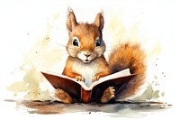 Squirrel reading a book animal rodent mammal. AI generated Image by rawpixel.
