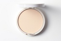 A blank white compact foundation cosmetics white background circle. 