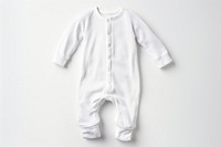 White pajamas nightwear apparel sleeve baby white background. 