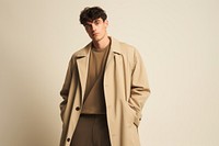 Men wearing coat overcoat studio shot outerwear. 