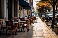 Sidewalk street chair restaurant. 