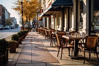 Sidewalk street chair restaurant. 