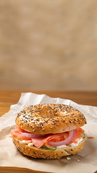 Bagel bread paper food.  