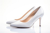 High heels women shoes white color footwear fashion white background. 