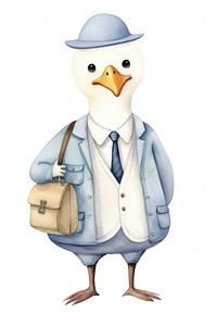 Goose wearing suit cartoon animal bird. 