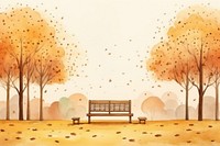 Autumn park cartoon autumn bench. 