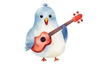 Bird playing music cartoon guitar animal. 