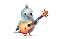 Bird playing music cartoon guitar animal. 