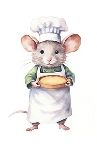 Cute rat chef cartoon animal rodent mammal white background. 