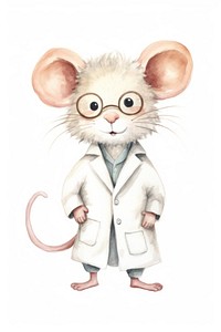 Rat scientist animal drawing cartoon. AI generated Image by rawpixel.
