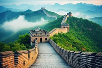 Great wall architecture building fortification. AI generated Image by rawpixel.