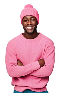 Colorful sweater beanie smile pink. AI generated Image by rawpixel.