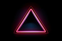 Neon frame triangle black black background. 