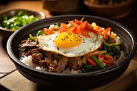 Bibimbap egg vegetable fried. 