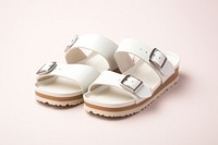 Blank white double-strap sandals footwear clothing fashion. AI generated Image by rawpixel.