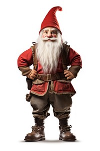 Elf dwarf wearing red hat costume white background celebration. 