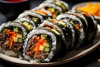 Kimbap sushi plate food. 