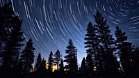 Stars trail wallpaper landscape night sky. AI generated Image by rawpixel.