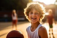 Boy playing basketball photography laughing portrait. AI generated Image by rawpixel.