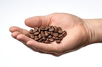 Coffee hand white background coffee beans. AI generated Image by rawpixel.