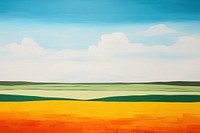 Empty grassland landscape outdoors painting. 