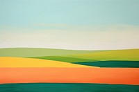 Empty grassland landscape outdoors painting. 