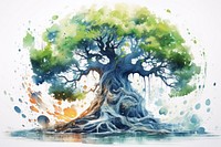 Tree outdoors painting drawing. AI generated Image by rawpixel.