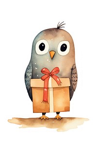 Bird holding cardboard box animal cartoon paper. 