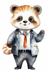 Business panda toy white background representation. 