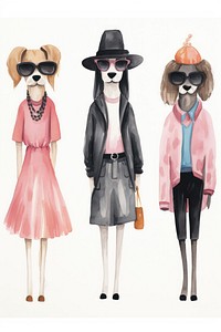 Dog fashionistas cartoon representation accessories. 