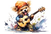 Dog playing guitar musician mammal representation. 