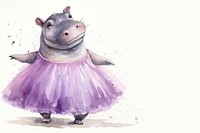 Hippo wearing ballerina dress animal mammal purple. 