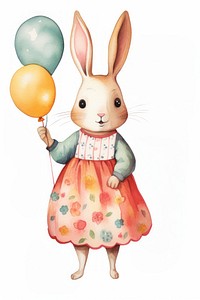 Rabbit wearing a dress animal white background representation. 