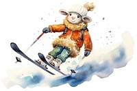 Sheep skiing sports nature toy. AI generated Image by rawpixel.