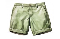 Watercolor khaki shorts white background underpants footwear. AI generated Image by rawpixel.