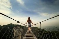 Bridge walking architecture tranquility. 