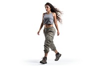 Woman jogger pants walking white background exercising. AI generated Image by rawpixel.