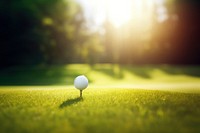 Golf ball on grass field. 