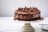 Chocolate cake dessert plate table. 