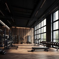 Gym bodybuilding architecture exercising.