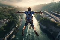 Adventure outdoors bridge bungee. AI generated Image by rawpixel.