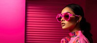 Mexican woman wearing neon pink fashionable sunglasses women accessories accessory.