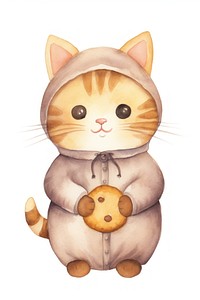 Cat wearing cookie apparel cartoon mammal cute. 