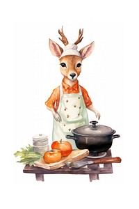 Deer cooking figurine cartoon food. AI generated Image by rawpixel.