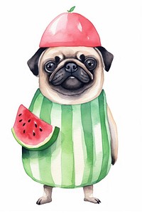 Melon pug watermelon cartoon. 