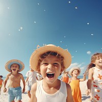 Children summer cheerful laughing. 