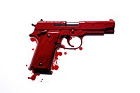 Gun silouhette red handgun weapon white background. AI generated Image by rawpixel.