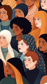 Illustration of diverse women with various hairstyles and headscarves. Women of different ethnicities, diverse women, headscarves, and hairstyles.